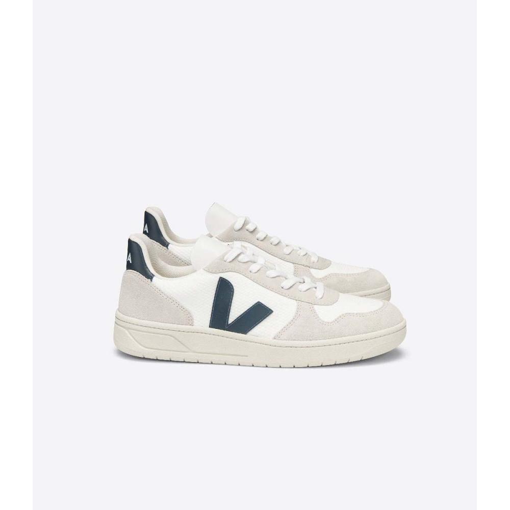 Women\'s Veja V-10 B-MESH Sneakers White/Blue | ZA 662QMA